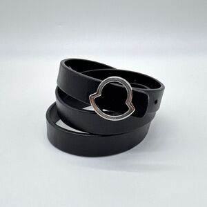 Moncler Authentic Black Leather Logo Buckle Belt Size 40 Pre-Owned